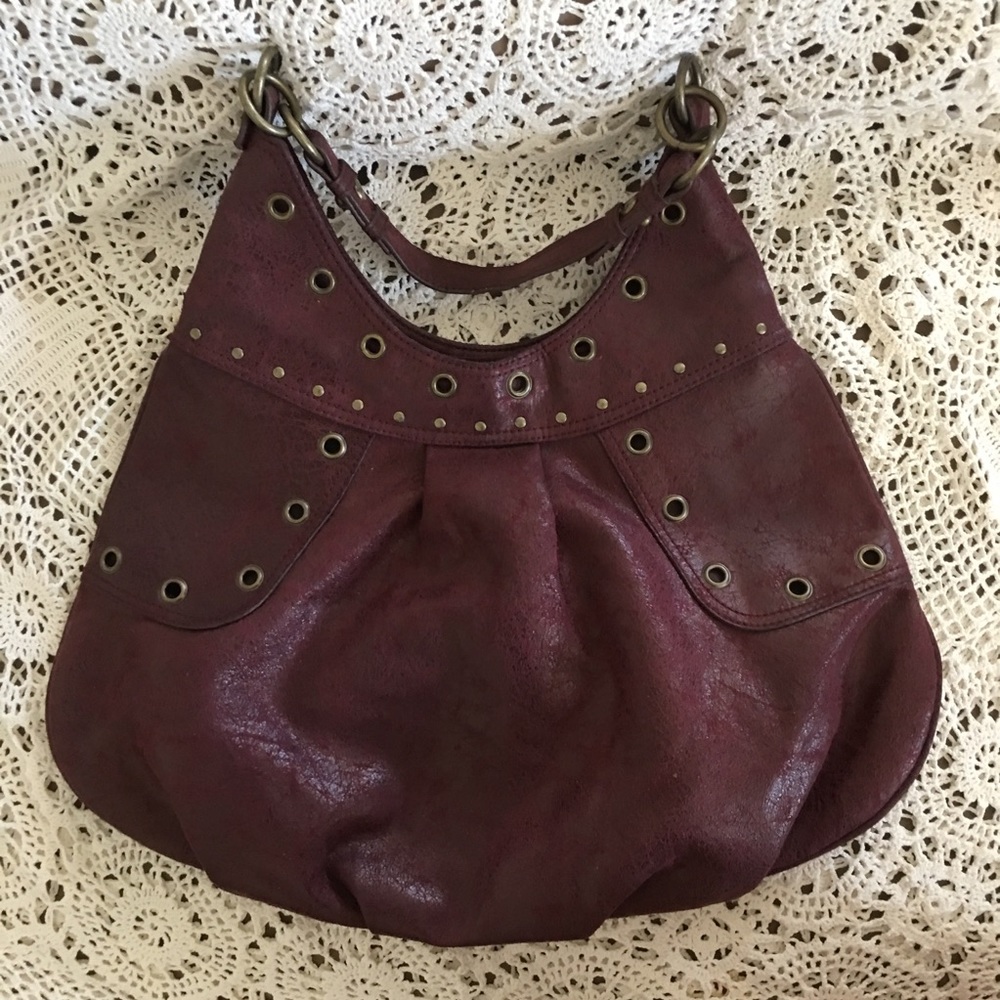 NEW PURPLE STRESSED FAUX LEATHER HOBO SHOULDER BAG